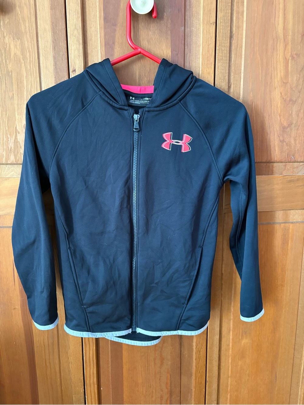 Under Armour Kids Black Full-Zip Hoodie with Pink Logo